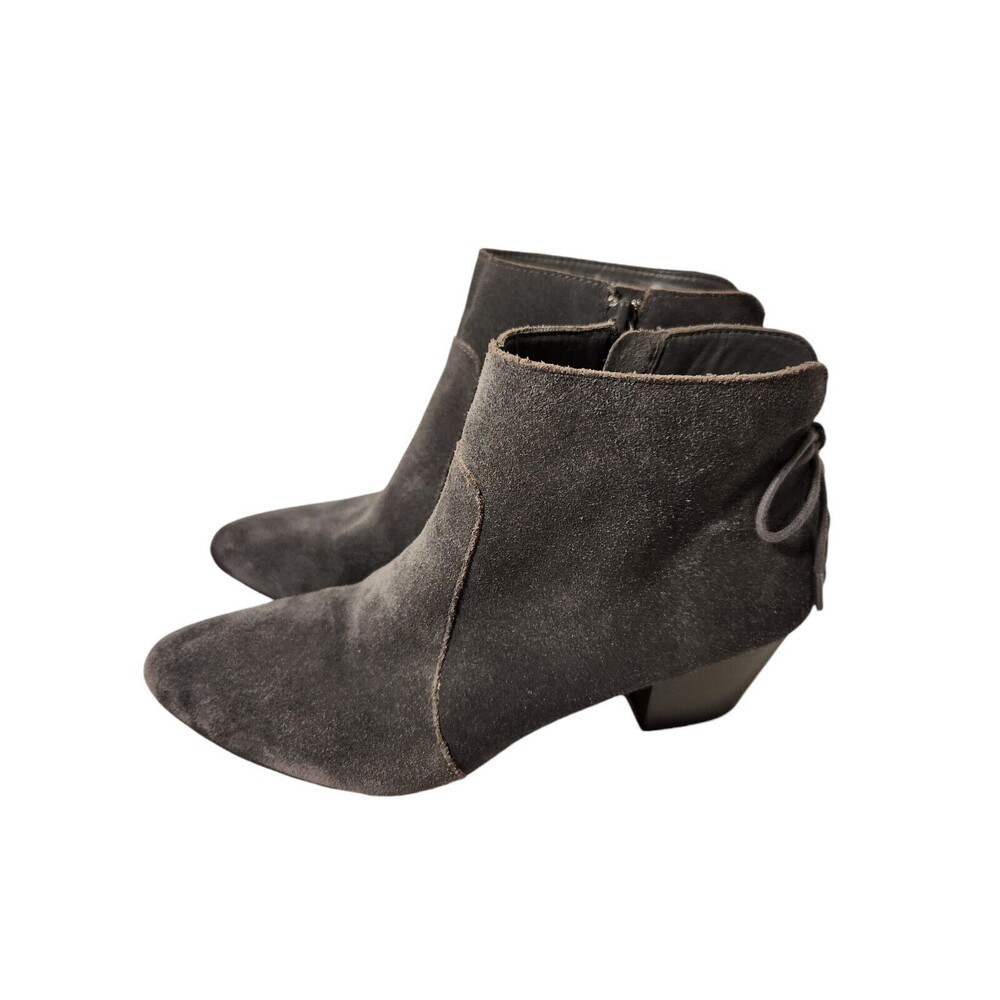 Tahari Women's Charles Gray Lace Up Back Side Zip Size 7.5 Block Heel Bootie